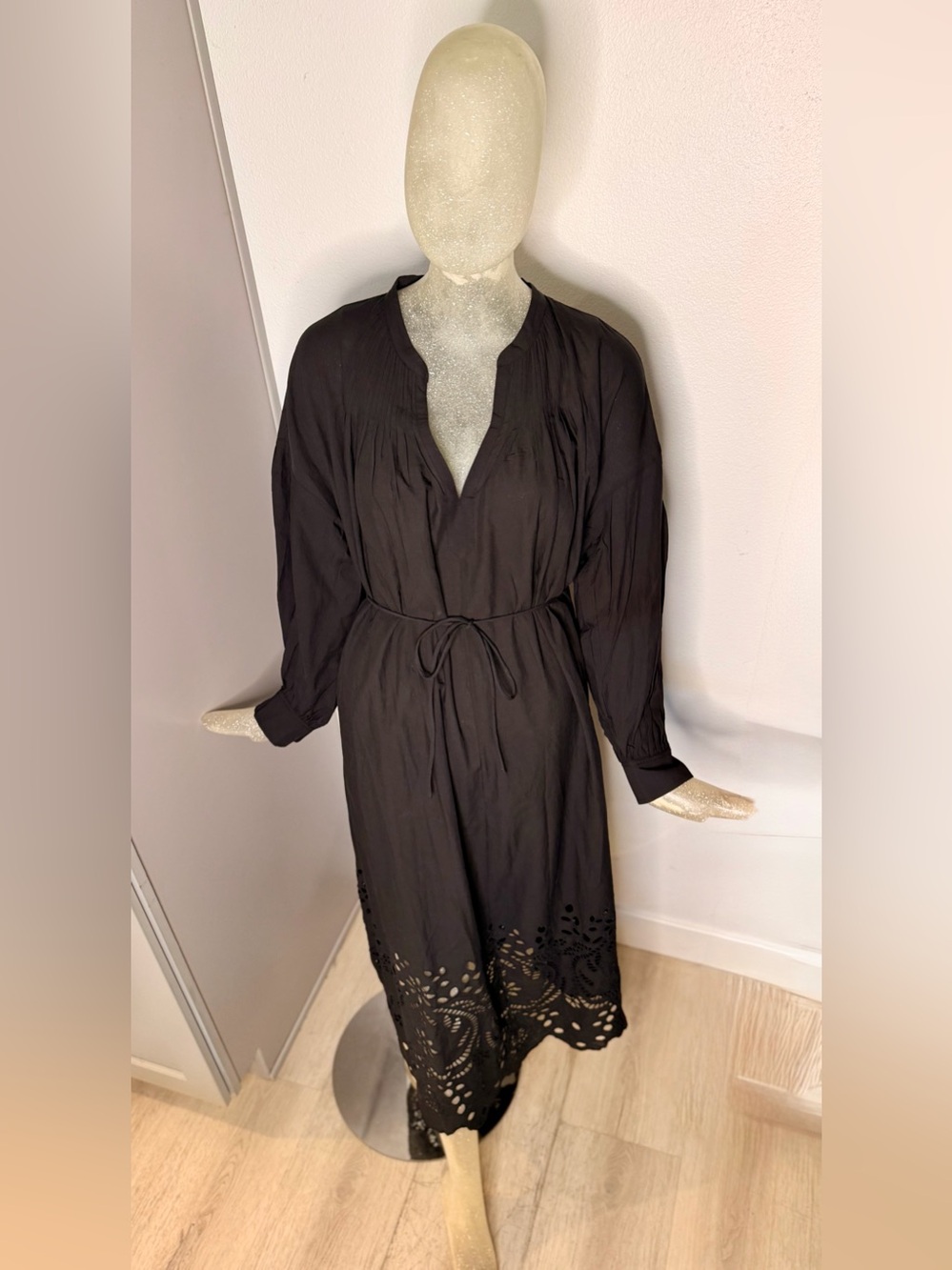 Massimo Dutti Black Long Sleeve Maxi Dress w/ Cutouts. Size XS/S